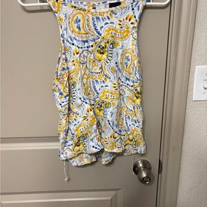 Paisley Print Tank Top - Yellow and Blue
